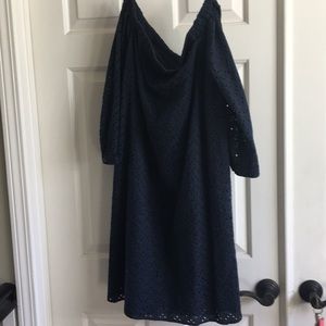 Halogen navy off shoulder dress-L.